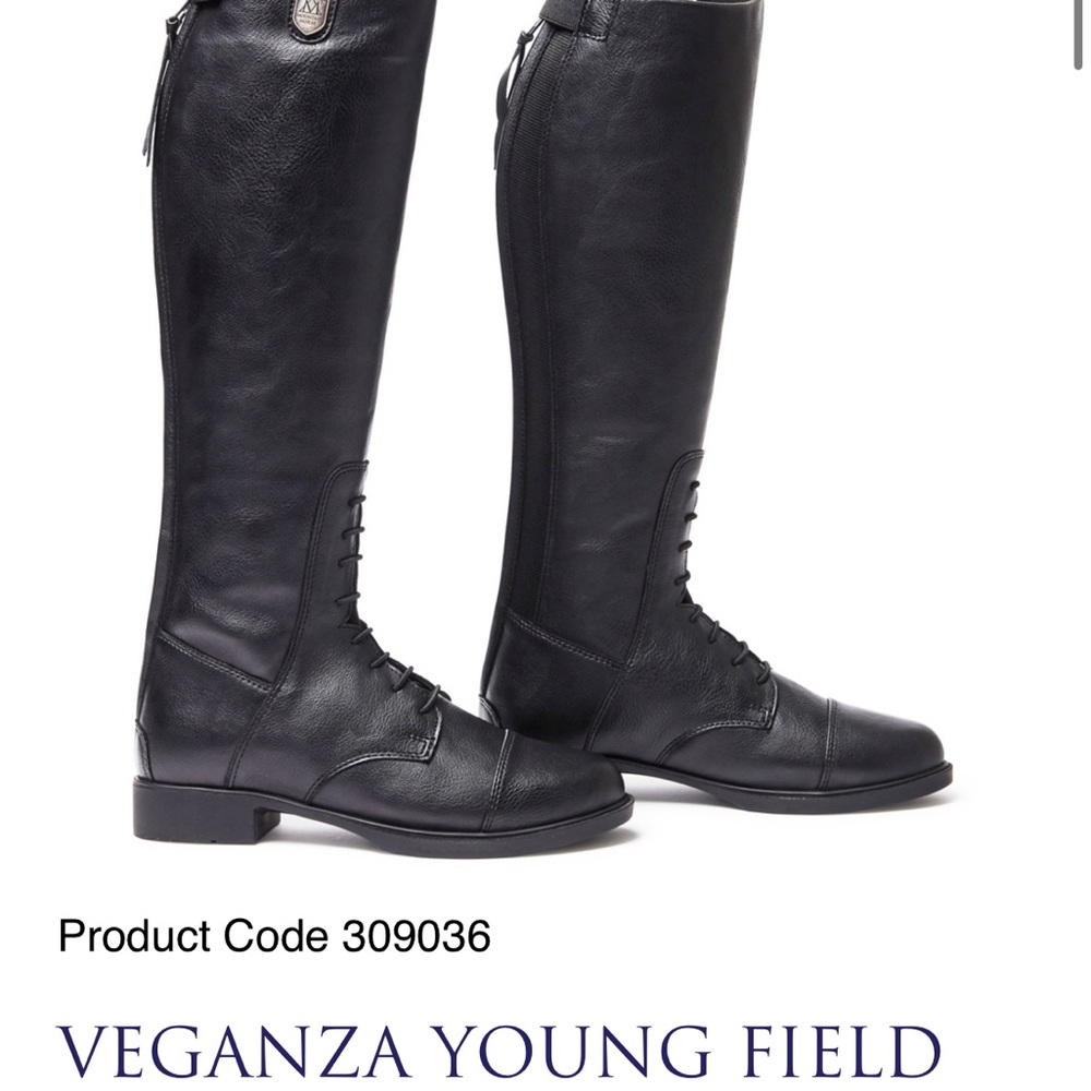 NWOT Mountain Horse Veganza Young Field Black Leather Boots-size 3/4